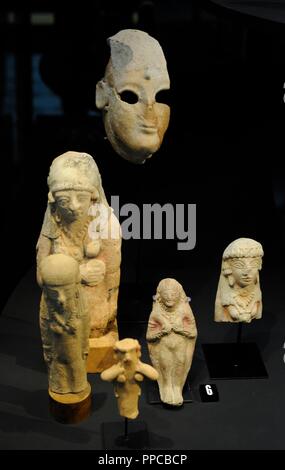 Frauengestalten im Zusammenhang mit dem Kult der Göttin Astarte. Terrakotta. Verschiedenen Standorten. Ca. 600-500 V.Chr. Museum des Mittelmeers und vorderasiatischen Altertümer. Stockholm. Schweden. Stockfoto