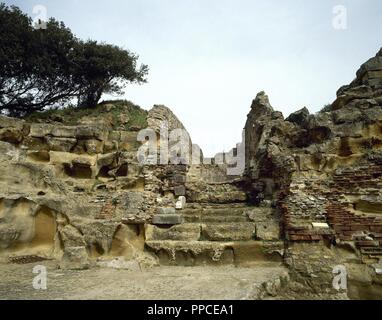 Italien. Cumae. Ruinen der griechischen Seite von Oracle Cumae. (Cuamean Sibylle). Antiken Magna Graecia. Stockfoto