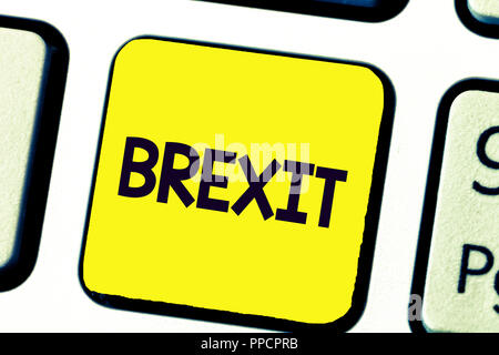 Handschrift Text schreiben Brexit. Begriff Sinne Potenzial, Abfahrt des Vereinigten Königreichs aus der Europäischen Union. Stockfoto