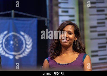 BONN, Deutschland - 19. MAI 2018: Rekha Sharma (Schauspielerin - Battlestar Galactica) auf der Fedcon 27, eine viertägige sci-fi-fan Convention Stockfoto
