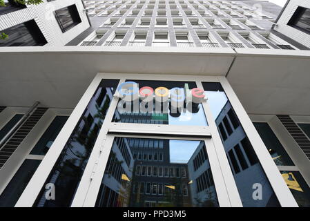 Der Eingang der Münchner Zentrale von Google in der Erika-Mann-Straße. Stockfoto
