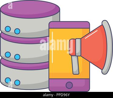 Datenbank Server smartphone Megaphon Werbung innovation Vector Illustration Stock Vektor