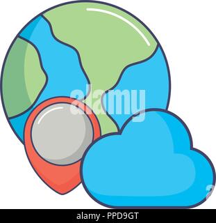 Welt planet cloud computing Zeigerposition innovation Vector Illustration Stock Vektor