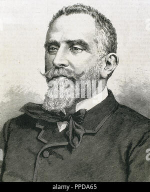 AZCARATE MENENDEZ, Gumersindo (1840-1917). Spanische Politiker und Soziologe. Gravur. Stockfoto