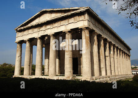 Griechische Kunst. Griechenland. THESEION - HEPHAISTEION. V Jahrhundert. Dorischen Tempel in pentelic Marmor gebaut in der Zeit des Perikles (449-425 v. Chr.). Wurde Hephaesto (Vulcan), und Athena gewidmet. Griechische Agora. Athen. Stockfoto