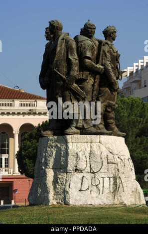 Albanien. Shkodra. Fünf nationale Helden Denkmal von shaban Haderi. Stockfoto