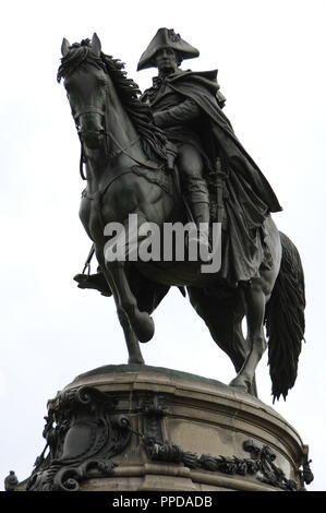 George Washington (1732-1799). Oberbefehlshaber der Kontinentalarmee im Amerikanischen Unabhängigkeitskrieg. Das Washington Monument. Skulptur von Rudolf Siemering (1835-1905). Philadelphia. Pennsylvania. USA. Stockfoto