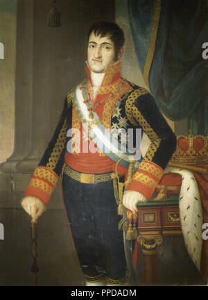 FERNANDO VII (El Escorial, 1784 - Madrid, 1833). Rey de España (1808-1833). Oleo de Antonio CARNICERO (1748-1814). Colección besonderen. Madrid. España. Stockfoto