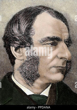 Kingsley, Charles (1819-1875). Britischer Schriftsteller und Historiker. Farbige Gravur. Stockfoto