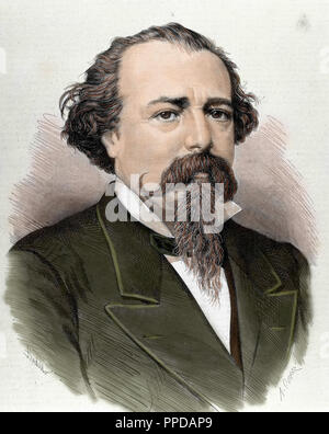 Lopez de Ayala, Adelardo (1828-1879). Dichter, Dramatiker und spanische Politiker. Farbiger Kupferstich aus dem Jahr 1879. Stockfoto