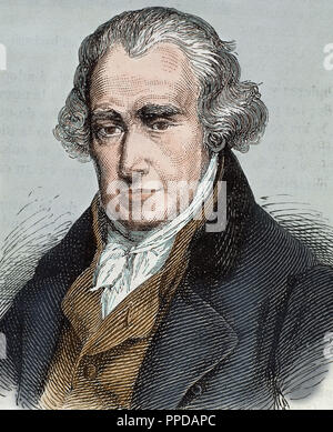WATT, James (Greenok 1736-Heathfield, 1819). Schottischer Erfinder und Maschinenbauer. 19. Jahrhundert-Gravur. Stockfoto