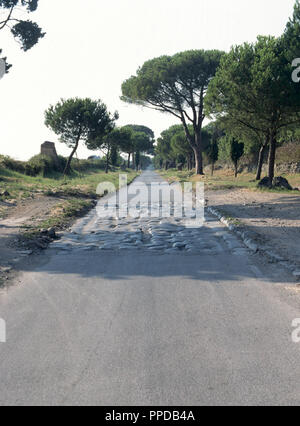 Italien. Via Appia (Via Appia). Römerstraße, die Rom nach Brindisi verbunden. 4. Jh.V.Chr. Abschnitt in der Nähe von Rom. Stockfoto