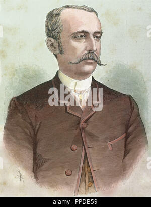 Cerralbo Enrique de Aguilera y Gamboa, Marquis de (Madrid, 1845 - Madrid, 1922). Spanische Politiker und Archäologen. Kupferstich von Rico. Gefärbt. Stockfoto