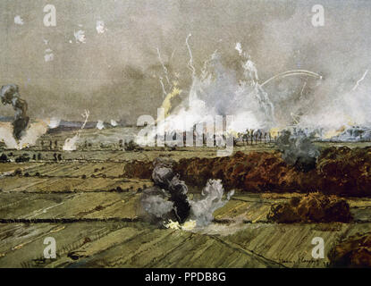 Erster Weltkrieg (1914-1918). Schlacht von Champagner (25. September 1915). Gravur. Stockfoto