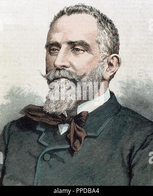 AZCARATE MENENDEZ, Gumersindo (1840-1917). Spanische Politiker und Soziologe. Gravur. Stockfoto