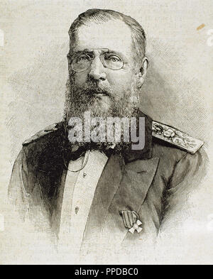 Großherzog Konstantin Nikolaevich von Russland (1827-1892). Der zweite Sohn von Zar Nikolaus I. von Russland und Bruder von Alexander II. Im Jahre 1862 wurde er Generalgouverneur von Polen in Russland. Kupferstich von A. Carter. Stockfoto