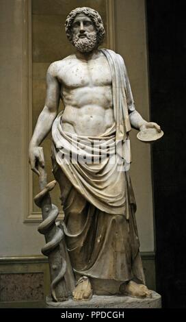 Asklepios, Gott der Heilkunst. Marmor. Römische Arbeit, 2. Jh. n. Chr.. Nach dem griechischen Original des 5. Jahrhunderts v. Chr.. Die Eremitage. Sankt Petersburg. Russland. Stockfoto