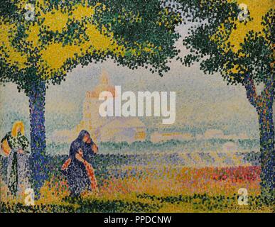 Henri-Edmond Kreuz (1856-1910). Französischer Maler. Pointillismus. Kirche Santa Maria Degli Angely in der Nähe von Assisi, 1909. Öl auf Leinwand. Die Eremitage. Sankt Petersburg. Russland. Stockfoto