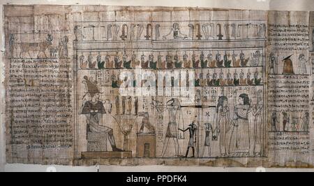 Das alte Ägypten. Urteil des Toten. Buch der Tod. Grabkunst Papyri. 3 rd-1st BC. Ägyptisches Museum. Turin. Italien. Stockfoto