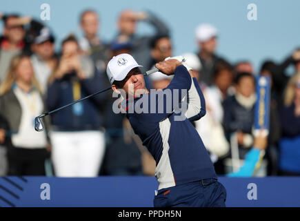 Das Team Europa Paul Casey bei der voranzeige Tag zwei der Ryder Cup bei Le Golf National, Saint-Quentin-en-Yvelines, Paris. Stockfoto