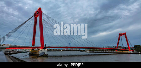 Rotterdam, Niederlande und Willem Brücke im Vordergrund, am Nachmittag. Stockfoto