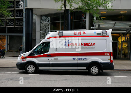 Eine Ambulanz in Asien-Amerika in New York, 23. September 2018. Stockfoto