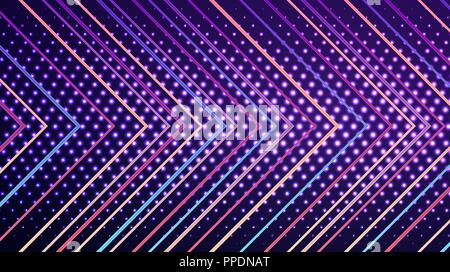 Moderne abstrakte geometrische Pfeil Wand Hintergrund. Farbskalen mit leuchtenden Punkte Halbtonmuster über violette Hintergrund für Ihr Design Stock Vektor