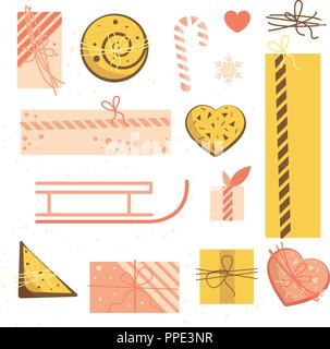 Geschenk Boxen können für Banner, Flyer, Plakate, Anzeigen verwendet werden. Isolierte Vector Illustration Stock Vektor