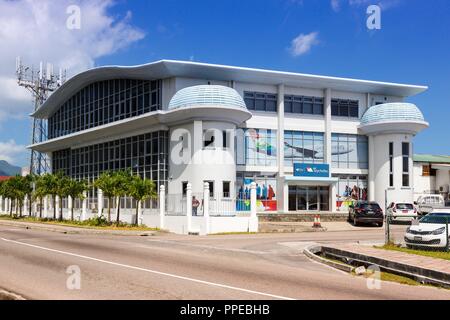 Mahe, Seychellen - November 24, 2017: Air Seychelles Hauptsitz am internationalen Flughafen der Seychellen (SEZ) in den Seychellen. | Verwendung weltweit Stockfoto