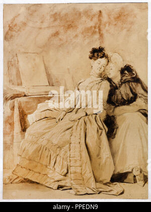 Jean-Honore Fragonard, das intime Gespräch. Circa 1778-1780. Bleistift, Stift und Pinsel, braune und schwarze Tinte auf Papier. Das Museum Boijmans Van Beuningen Stockfoto