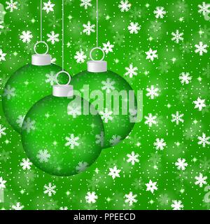 Weihnachten Hintergrund mit Weihnachtskugeln und Schneeflocken Stock Vektor