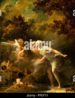 Jean-Honore Fragonard, die Quelle der Liebe. Circa 1785. Öl auf Leinwand. Getty Center, Los Angeles, USA. Stockfoto