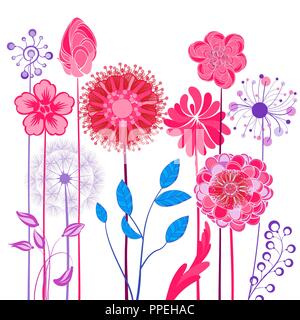 Abstrakte design Blumen. Frühling, Sommer floral background, Vektor natur Abbildung. Stock Vektor