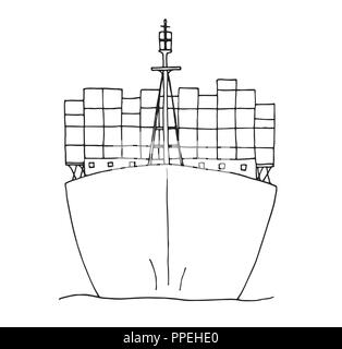 Skizze der Frachter auf weißem Hintergrund. Vektor Stock Vektor