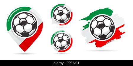Italienischen Fußball Vector Icons. Fußball-Ziel. Satz von Fußball-Symbole. Fußball Kartenzeiger. Fußball-Ball. Fußball Vektor unterzeichnen. Scoring ein Ziel Stock Vektor