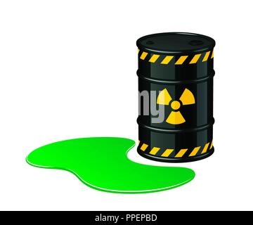 Faß giftiger Abfälle. Radioaktive Abfälle Vector Illustration auf weißem Hintergrund Stock Vektor