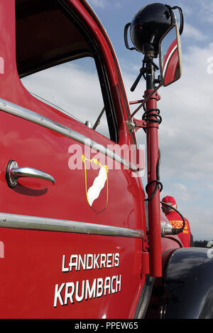 Fire Truck aus den 50er Jahren von der Firma Magirus Deutz in Krumbach. Stockfoto