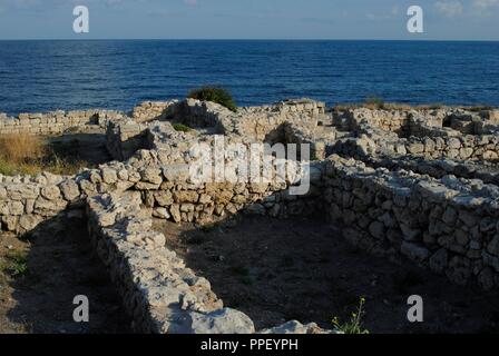 Ukraine. Chersones Taurica. 6. Jahrhundert vor Christus. Griechische Kolonie, die später von den Römern und Byzantinern besetzt. Die Ruinen. Sewastopol. Stockfoto