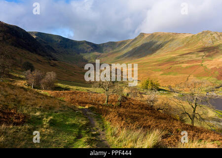 Blick entlang in Richtung High Street und Riggindale Kidsty Hecht im Nationalpark Lake District, Cumbria, England. Stockfoto