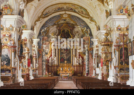 Raitenhaslach - Innenansicht der herrlichen Abtei Kirche in der Stadt Burghausen, Inn-Salzach-region, Oberbayern, Bayern, Deutschland. Stockfoto