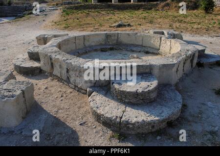 Ukraine. Chersones Taurica. 6. Jahrhundert vor Christus. Griechische Kolonie, die später von den Römern und Byzantinern besetzt. Die Ruinen. Sewastopol. Stockfoto