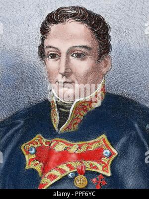 Alvarez de Castro, Mariano (1749-1810). Spanischer Offizier, und der militärgouverneur von Gerona während der Belagerung durch die Franzosen während des spanischen Unabhängigkeit. Farbige Gravur. Stockfoto
