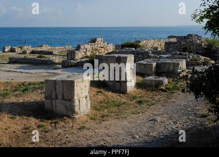 Ukraine. Chersones Taurica. 6. Jahrhundert vor Christus. Griechische Kolonie, die später von den Römern und Byzantinern besetzt. Die Ruinen. Sewastopol. Stockfoto