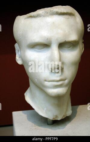 Portrait Kopf von der Statue einer römischen Adligen. 40 BC. Marmor. Wahrscheinlich in Alexandria. Aus Zypern. British Museum. London. England. Vereinigtes Königreich. Stockfoto