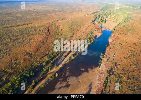 Luftaufnahme über Rocky Pool, Gascoyne River, der gascoyne, Western Australia | Verwendung weltweit Stockfoto