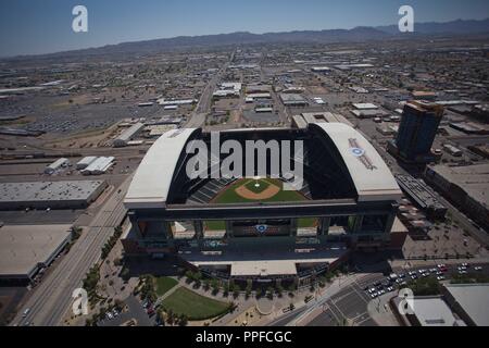 Chase Field Stadion, Heimat von Arizona Diamondbacks Major League Baseball MLB. Franchise, Luftaufnahme von Phoenix, Tempe, Peoria, MESA, Krämer, Glendal Stockfoto