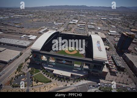 Chase Field Stadion, Heimat von Arizona Diamondbacks Major League Baseball MLB. Franchise, Luftaufnahme von Phoenix, Tempe, Peoria, MESA, Krämer, Glendal Stockfoto
