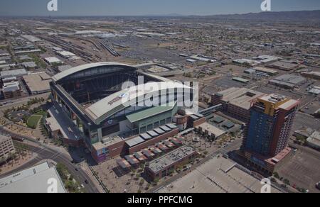 Chase Field Stadion, Heimat von Arizona Diamondbacks Major League Baseball MLB. Franchise, Luftaufnahme von Phoenix, Tempe, Peoria, MESA, Krämer, Glendal Stockfoto