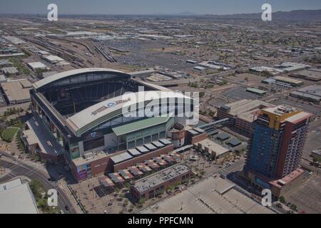 Chase Field Stadion, Heimat von Arizona Diamondbacks Major League Baseball MLB. Franchise, Luftaufnahme von Phoenix, Tempe, Peoria, MESA, Krämer, Glendal Stockfoto