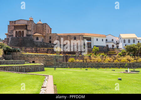 Qurikancha, Tempel der Sonne, Kloster Santo Domingo, ist die berühmteste Sehenswürdigkeit in Cusco - Peru Stockfoto